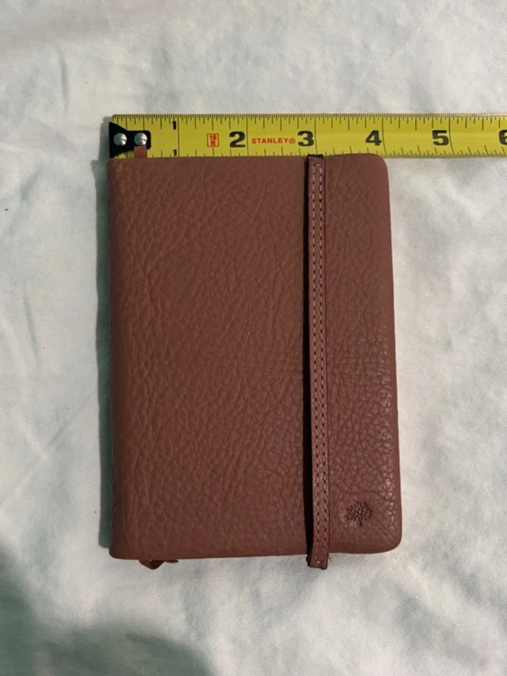 Mulberry Clay Brown Pebbled Leather Notebook with Bookmark and Elastic Strap